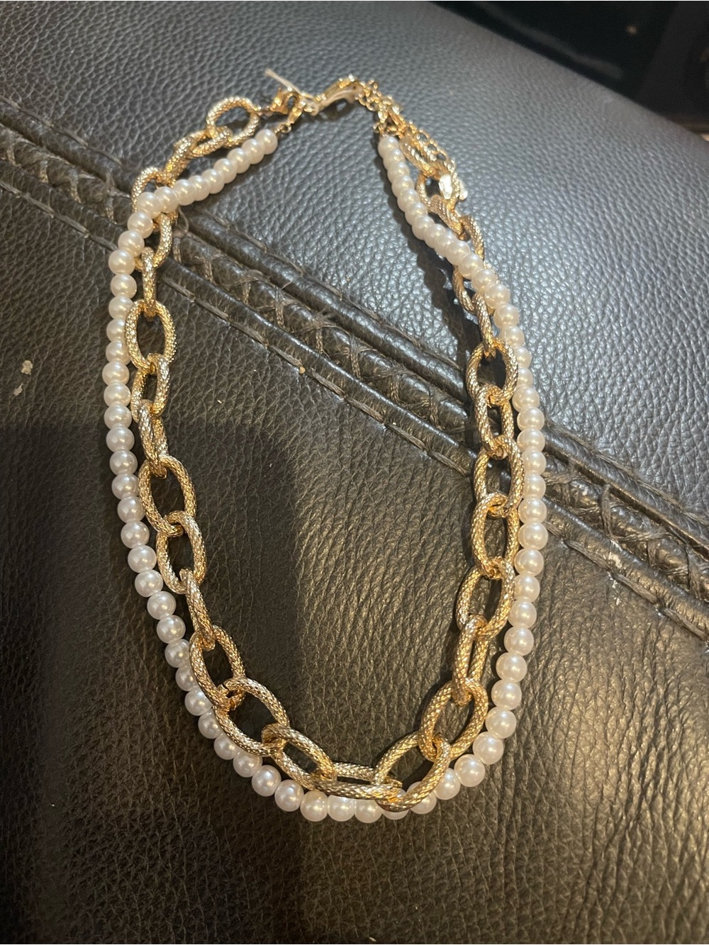 Park Lane Gold-Tone Chain with White Pearls Layered Necklace